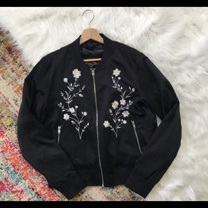 A.N.A Bomber Jacket with floral stitched design
